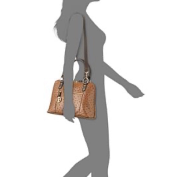 NWT  Ostrich-Embossed Dome Satchel - Picture 2 of 10